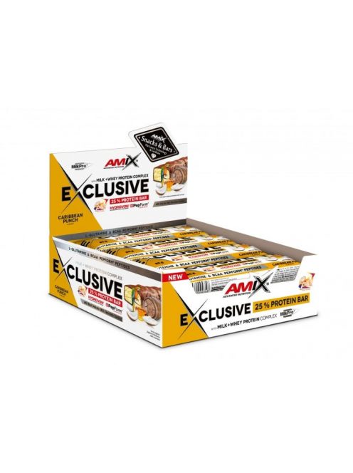 AMIX Nutrition - Exclusive Protein Bar Box / 12*85 g - caribbean punch - fehérjeszelet, karibi puncs