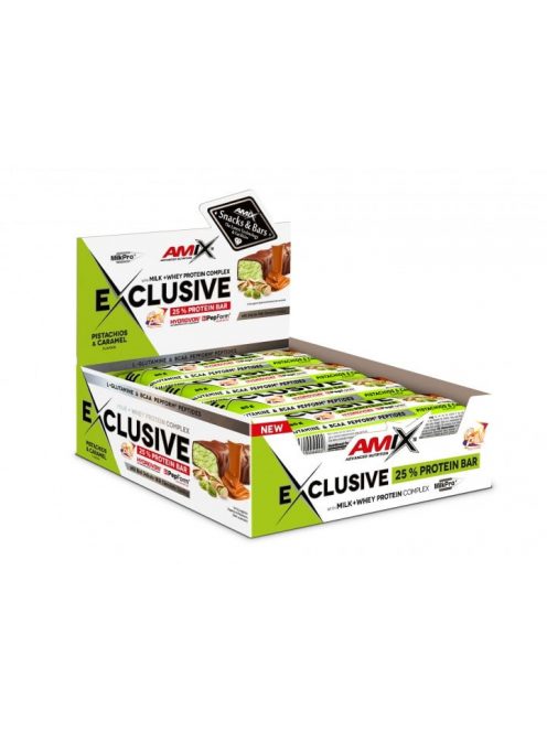 AMIX Nutrition - Exclusive Protein Bar Box / 12*85 g - pistachios & caramel - fehérjeszelet, pisztácia-karamell