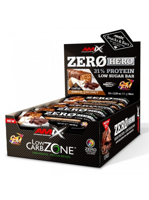 AMIX Nutrition - Low-Carb ZeroHero Protein Bar / 15x65g - Choco-Coconut - fehérjeszelet, csoki-kókusz