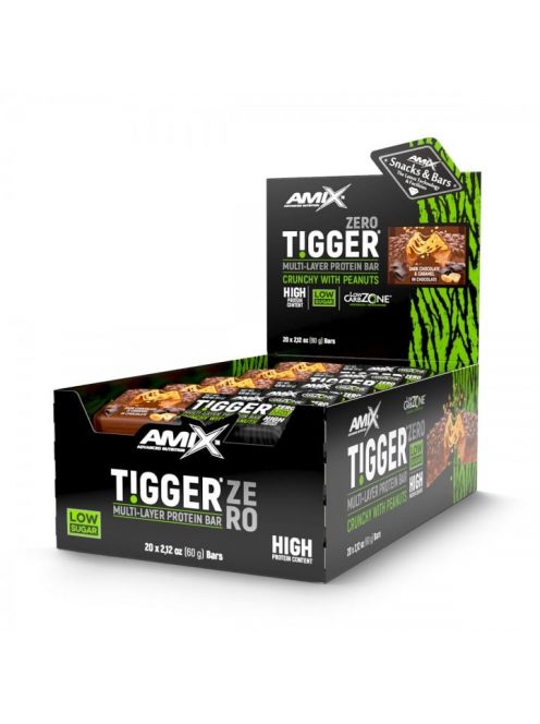 AMIX Nutrition TIGGER Zero bar 20x60g - dark chocolate-caramel - fehéjeszelet, csoki-karamell